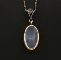 Vintage Jelly Opal and Diamond Platinum Pendant