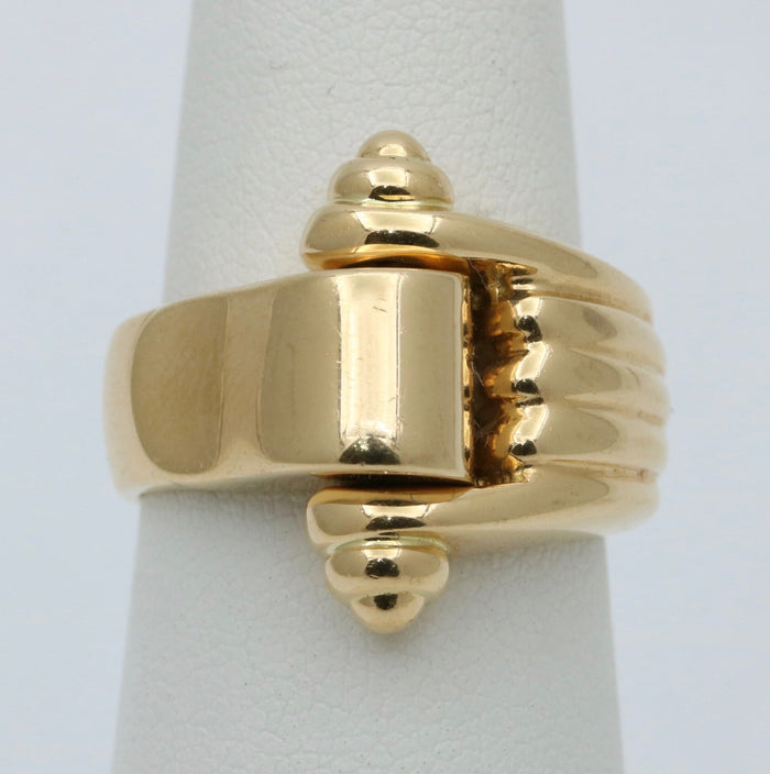Vintage 18K Gold Tank Style Buckle Ring