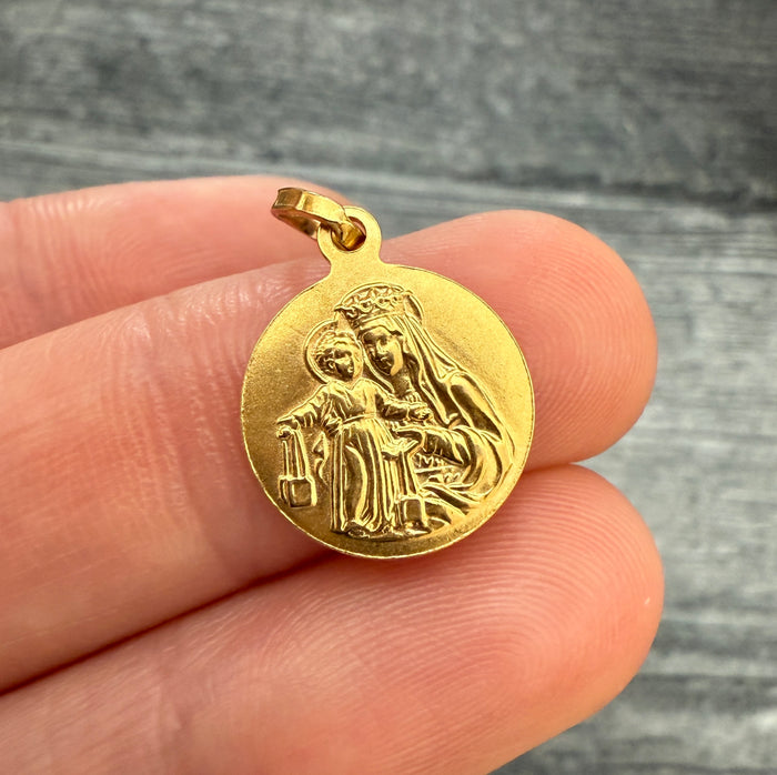 Vintage 18K Gold Reversible Mary And Jesus Charm