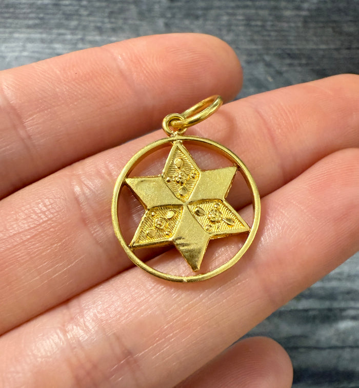 22K Gold Star Flower Charm