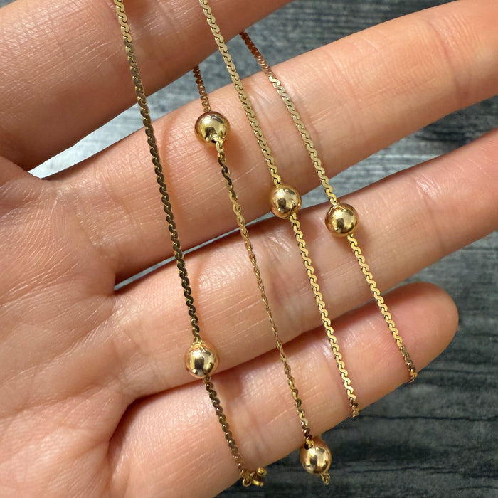 Vintage 14K Gold Ball and S Link Chain, 18.25" Long