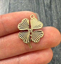 Midsize Vintage 14K Gold Engine Turned Clover Charm