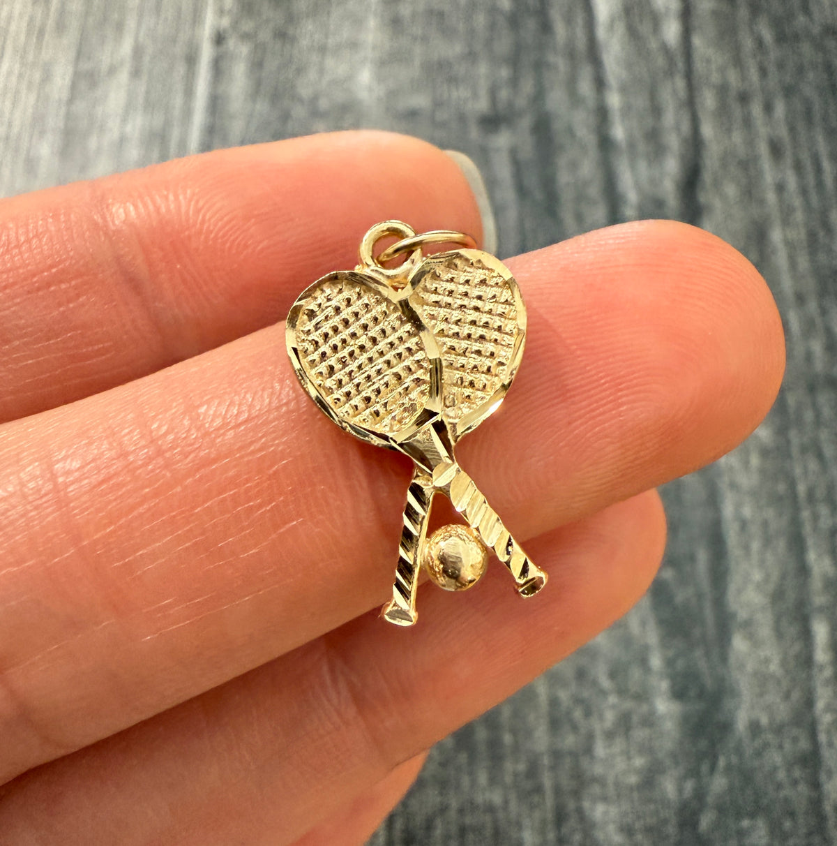 Vintage 14K Gold Tennis Racket and Ball Charm