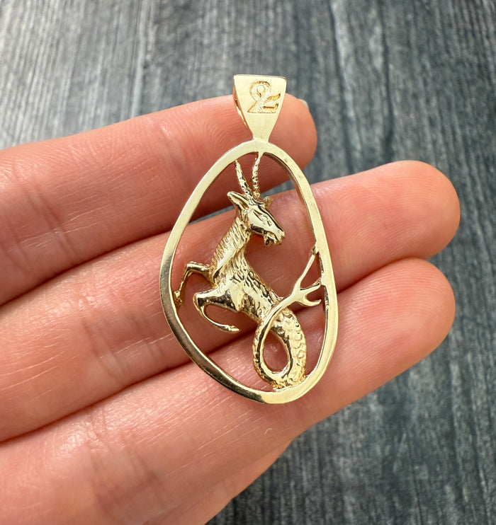 Large Vintage 14K Gold Capricorn Zodiac Charm