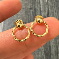 Vintage 14K Gold Twist Door Knocker Earrings