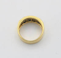 Triple Row Natural Sapphire and 18K Gold Wide Band