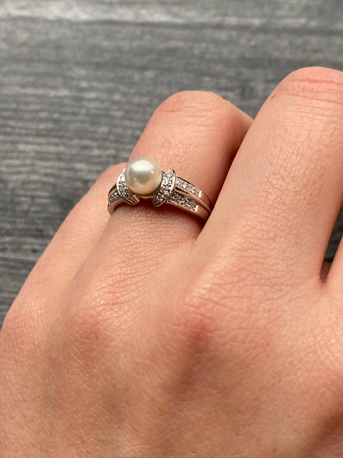 Cultured Pearl and Diamond 14K Gold Ring