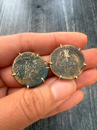 Ancient Coin and 14k Gold Clip Earrings (S)