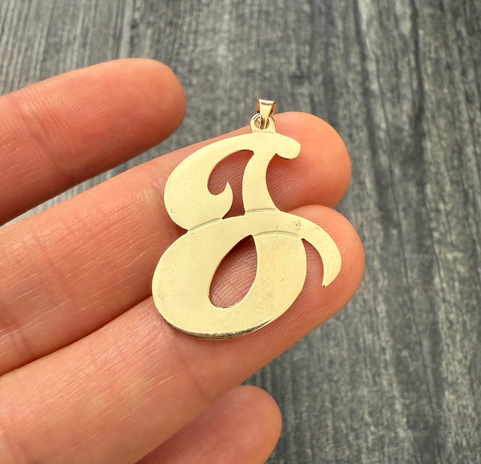 Large Script Initial "J" 14K Gold Charm