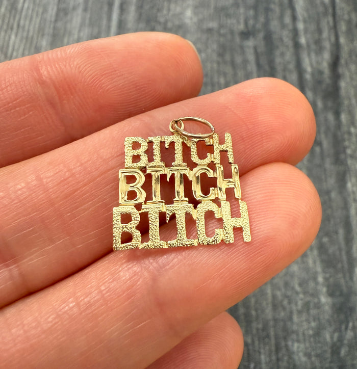 Vintage Triple "Bitch" 14K Gold Charm
