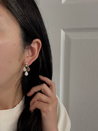 Diamond and 14K Tricolor Gold Teardrop Chandelier Earrings