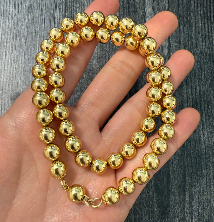 Vintage 18K Gold Ball Necklace, 16.5" Long (I)