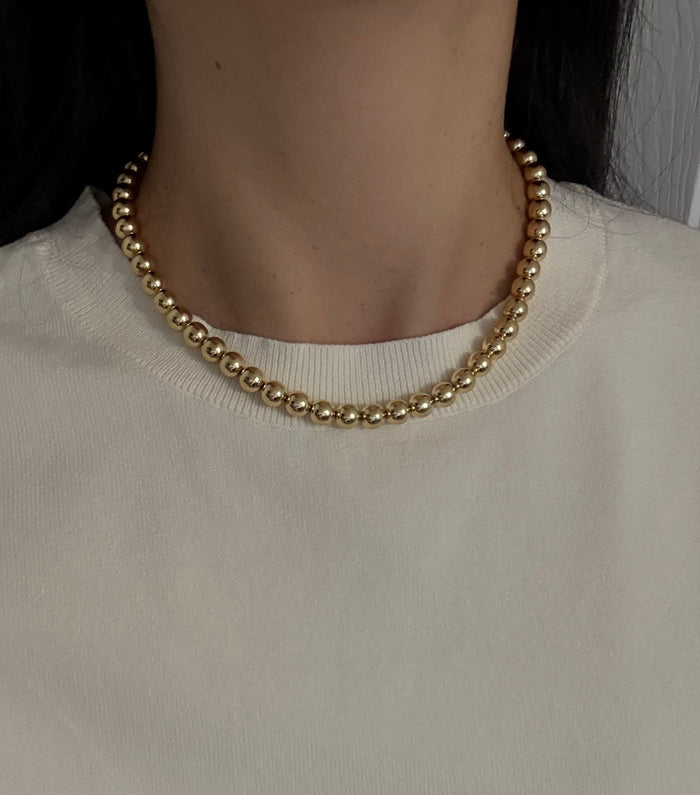 Vintage 18K Gold Ball Necklace, 16.5" Long (I)