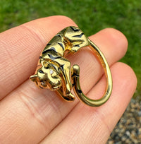 Figural 18K Gold, Diamond, and Enamel Tiger Ring