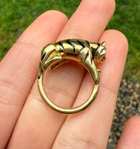 Figural 18K Gold, Diamond, and Enamel Tiger Ring