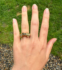 Figural 18K Gold, Diamond, and Enamel Tiger Ring