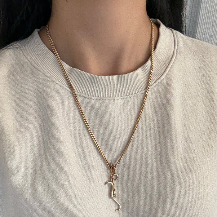 Art Deco 14K Gold Curb Link Watch Chain with T-Bar