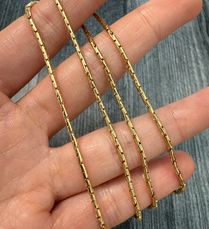 Vintage 14K Gold Tubular Snake Style Chain, 20" Long