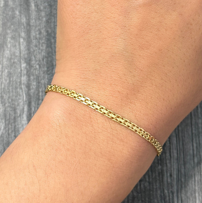 Vintage French 18K Gold Bismarck Link Bracelet