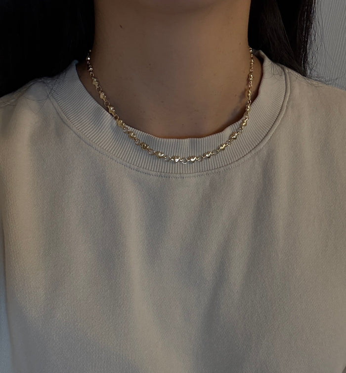 Puffy Heart Link Chain in 14K Gold, 16.5" Long