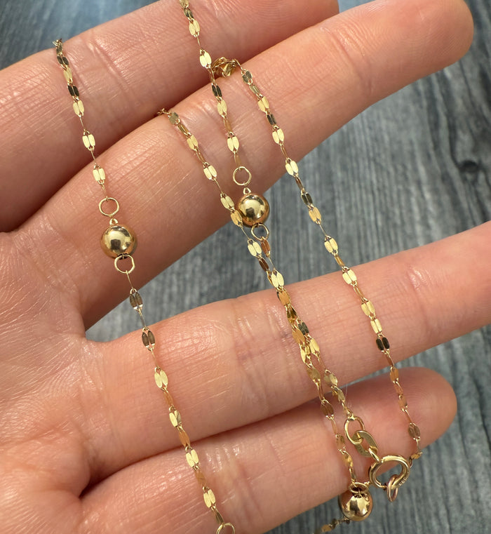 Light Catcher and Ball Station 14K Gold Chain