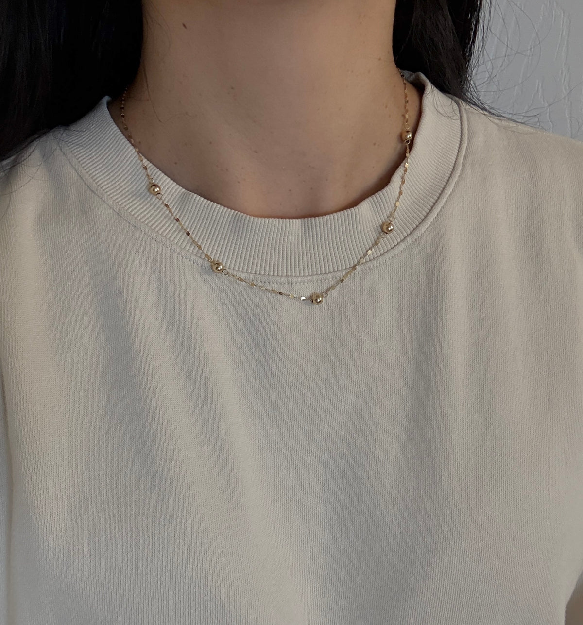 Light Catcher and Ball Station 14K Gold Chain