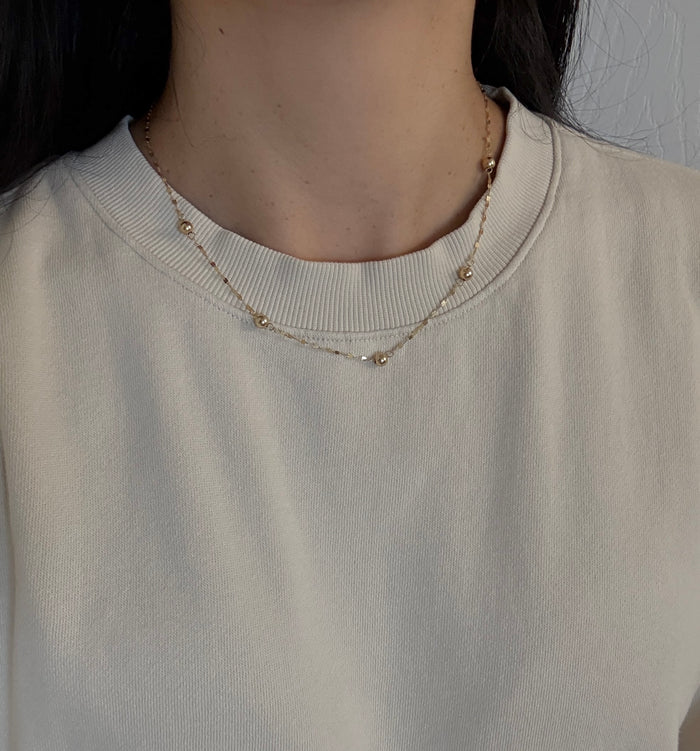 Light Catcher and Ball Station 14K Gold Chain