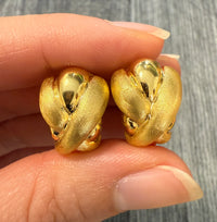 Satin Finish 18K Gold "X" Huggie Earrings
