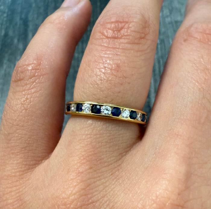 Tiffany & Co Sapphire & Diamond Eternity Band in 18K Gold