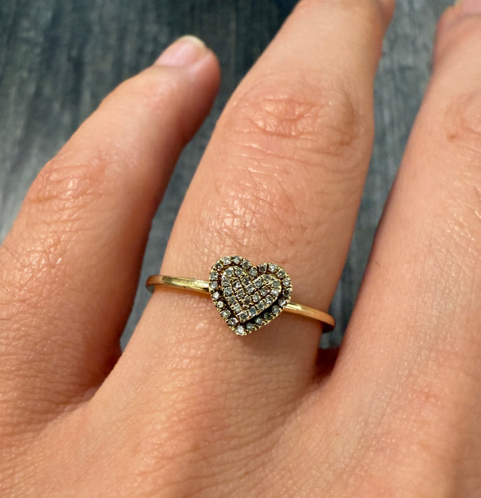 Champagne Diamond Heart Ring in 10K Gold