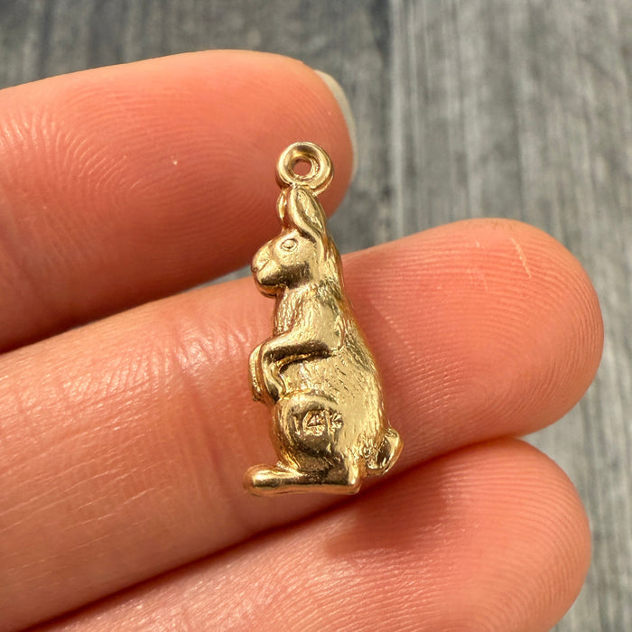 Cute Vintage 14K Gold Rabbit Charm