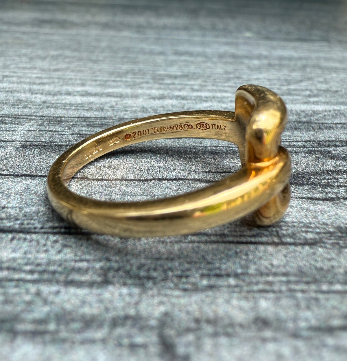 Tiffany & Co 18K Gold Biscayne Buckle Ring, Size 8