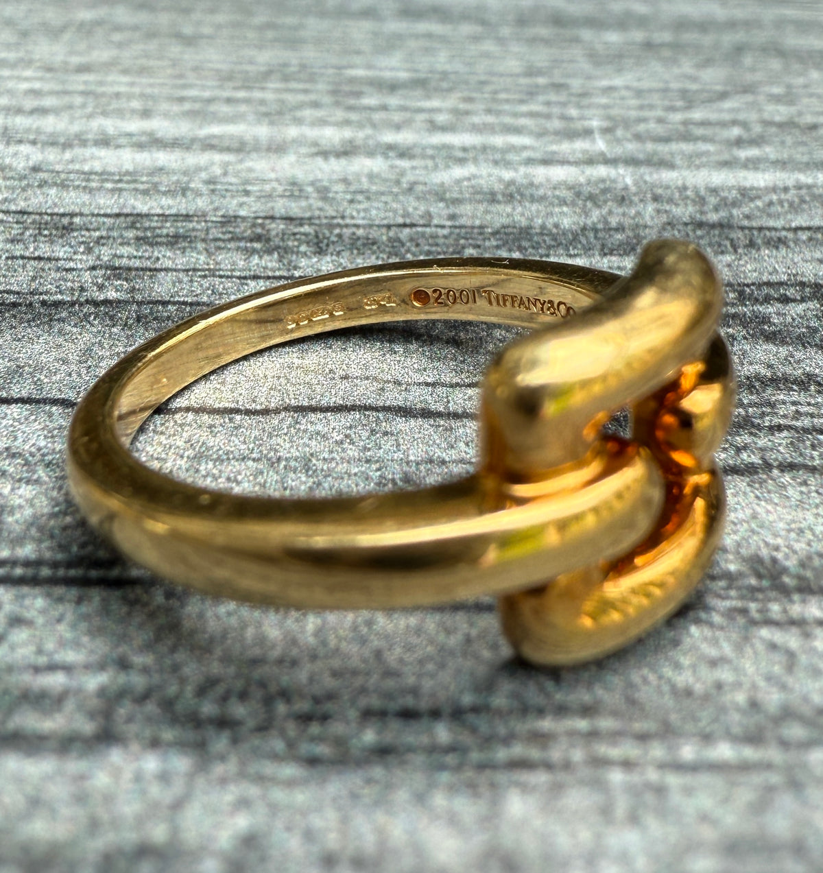 Tiffany & Co 18K Gold Biscayne Buckle Ring, Size 8