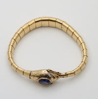 Vintage 18K Gold, Sapphire and Diamond Articulated Snake Bracelet