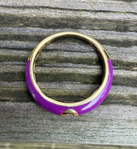Purple Enamel, 18K Gold, and Diamond Band, Size 6.75