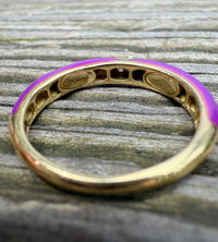 Purple Enamel, 18K Gold, and Diamond Band, Size 6.75