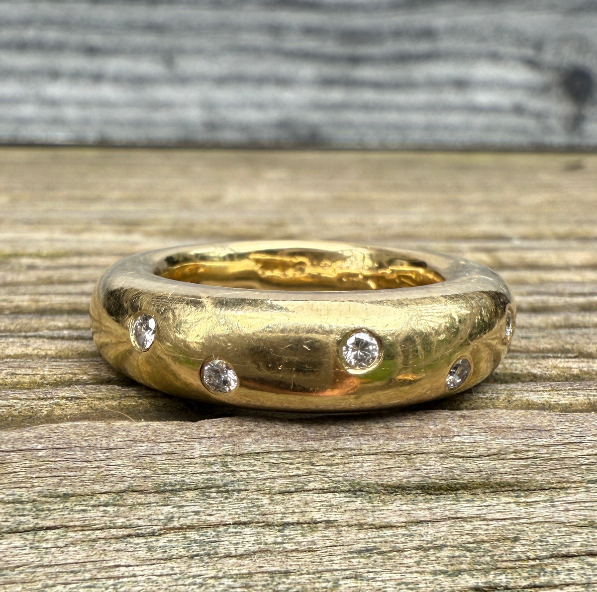 Vintage 18K Gold and Diamond Donut Band, Size 6