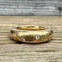 Vintage 18K Gold and Diamond Donut Band, Size 6