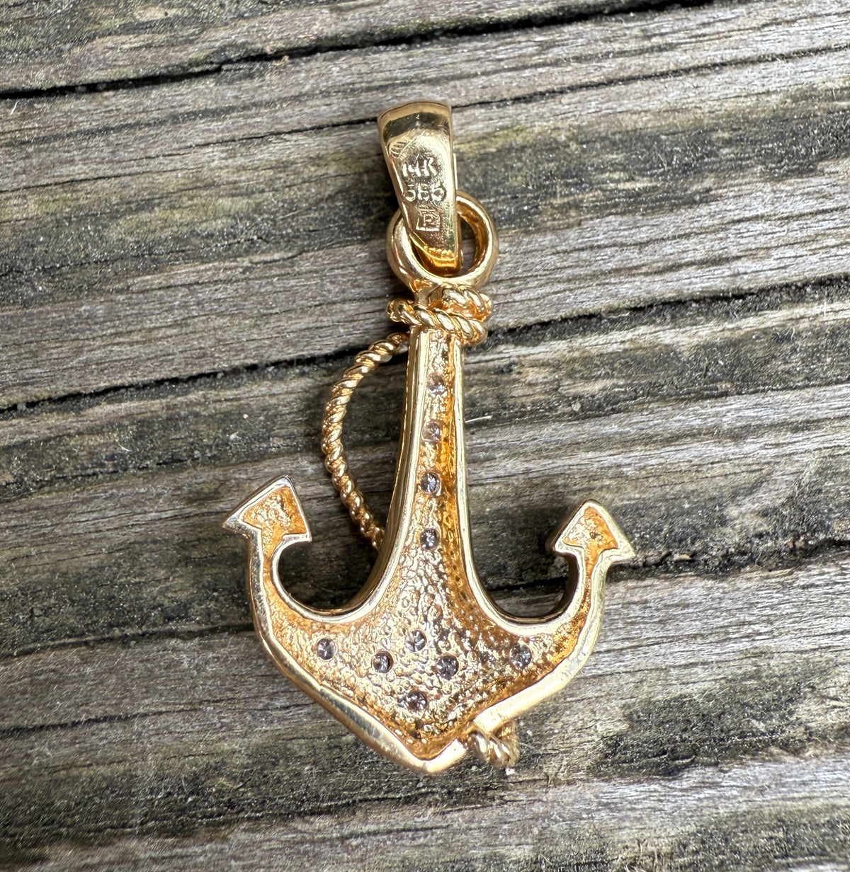 Diamond and 14K Gold Anchor Charm
