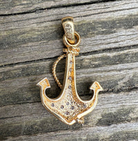 Diamond and 14K Gold Anchor Charm