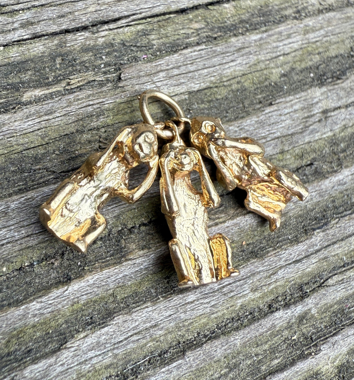 Three Wise Monkeys 14K Gold Charm