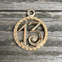 Large A/O Lucky 13 Charm in 14K Gold