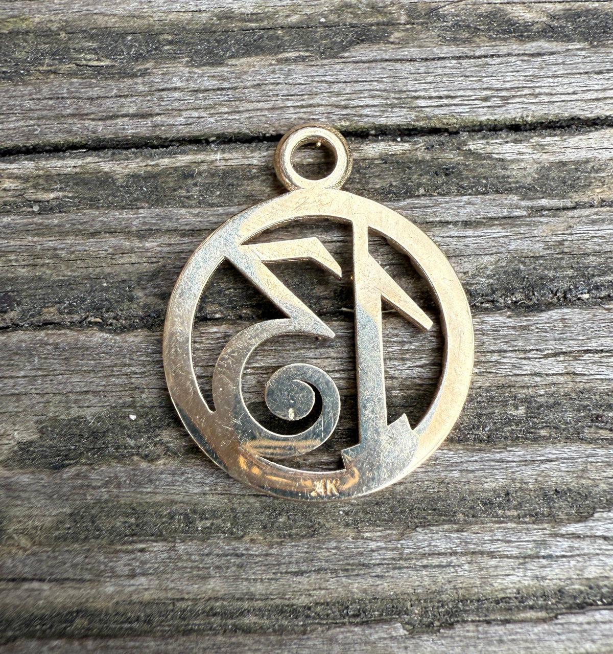 Large A/O Lucky 13 Charm in 14K Gold