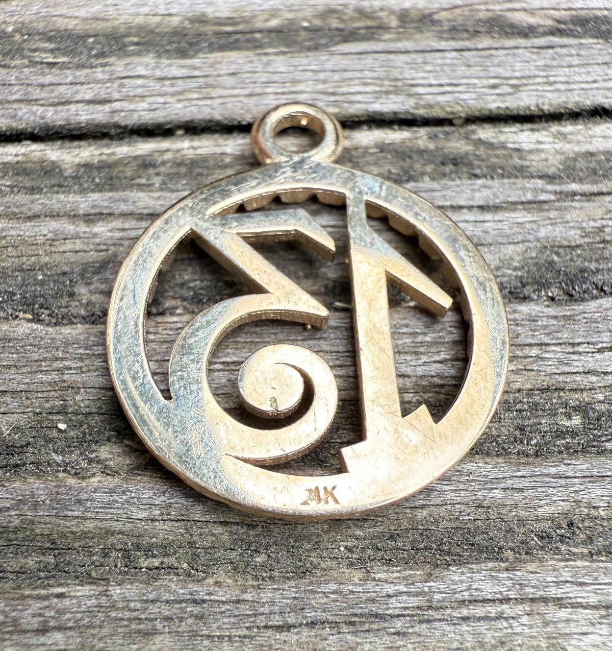 Large A/O Lucky 13 Charm in 14K Gold