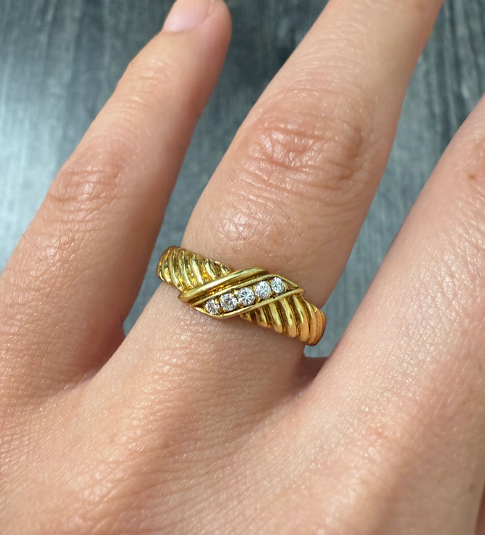 Diamond and 18K Gold Twist Band