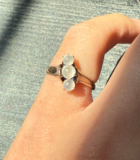 Victorian 3 Stone Moonstone and 14K Gold Ring