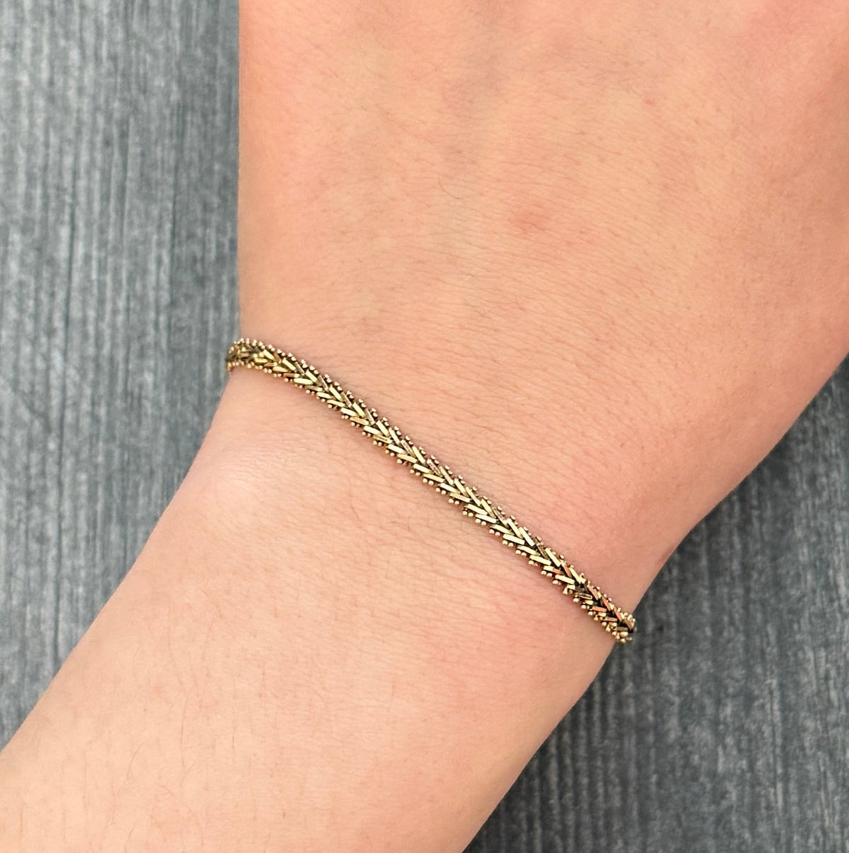 Chevron Link 14K Gold Bracelet, 7.4" Long