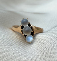 Victorian 3 Stone Moonstone and 14K Gold Ring