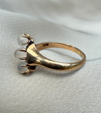 Victorian 3 Stone Moonstone and 14K Gold Ring