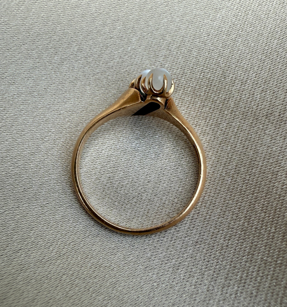 Victorian 3 Stone Moonstone and 14K Gold Ring